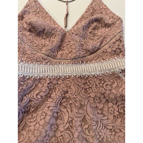 Stylestalker Size Small Pink Lace Romper Plunge Pockets Coquette Romantic Boho - Picture 4 of 8